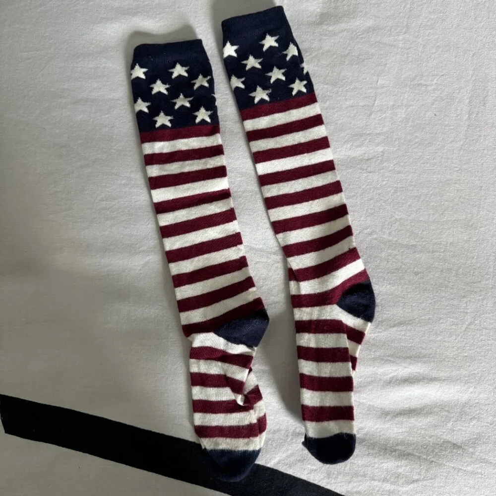 USA Flag Mid-Calf Socks Stars & Stripes | 4th of July, Parade, Patriotic Fun - Picture 3 of 3